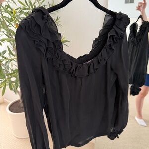 Off the shoulder Black Ruffled Women's Top